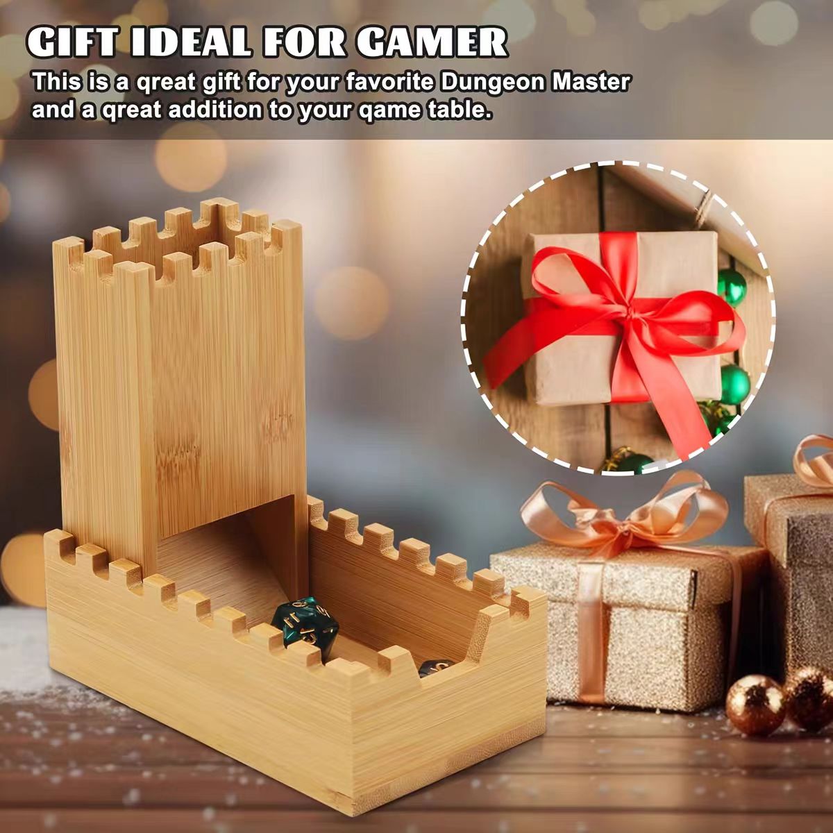 Dice Tower Wooden - Kotak Penyimpanan Dadu Kayu Lipat, Kotak