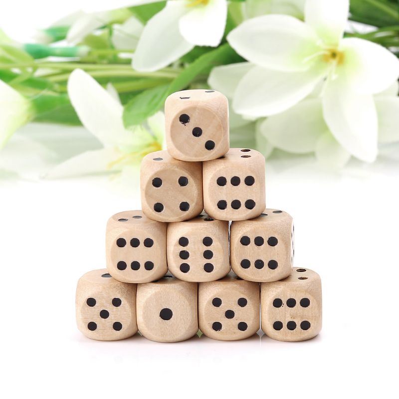 Dice Tower Wooden - 10 Buah Dadu Kayu 6 Sisi